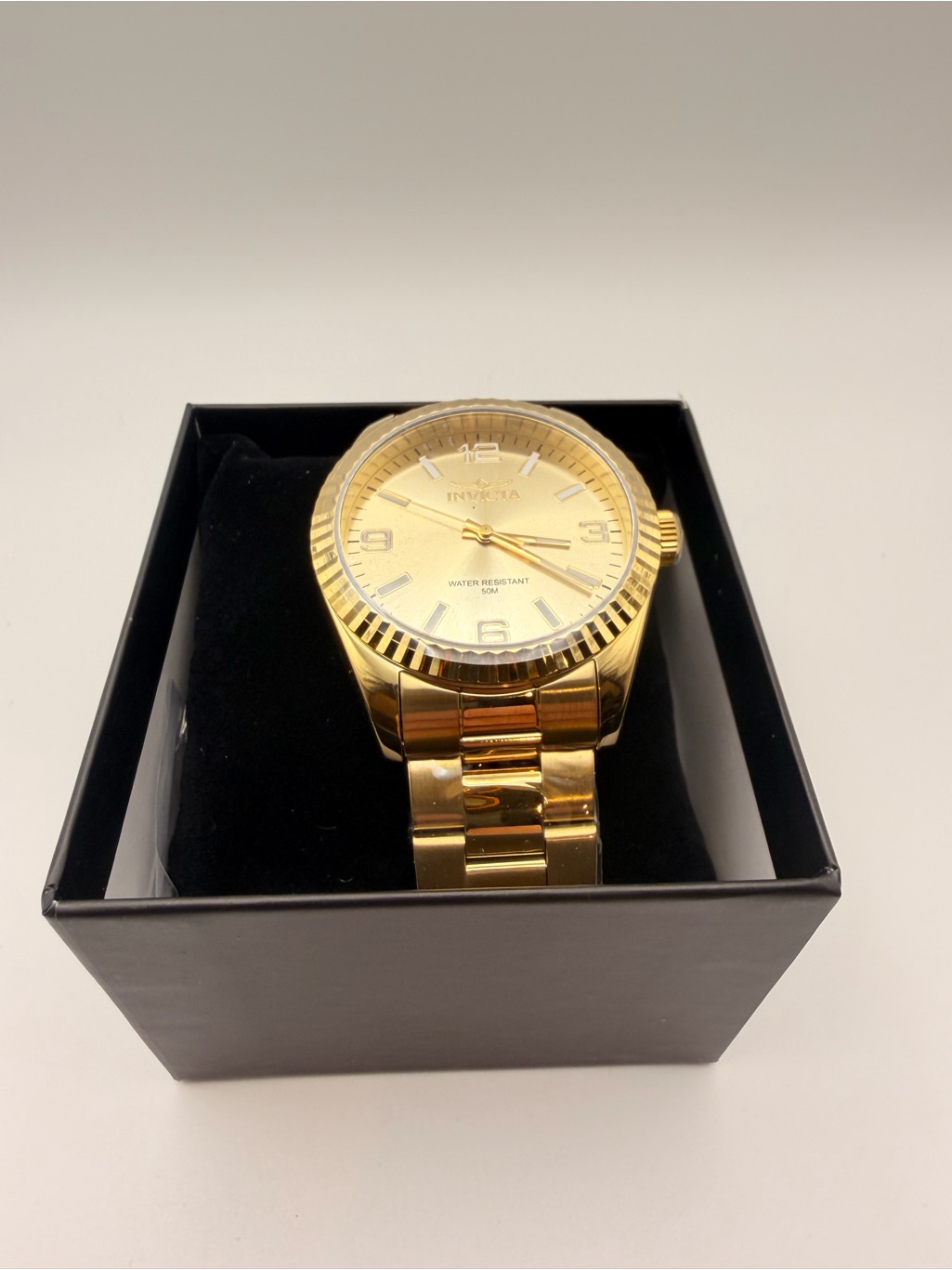 Invicta Specialty Gold Tone Fluted Bezel Watch Nwt